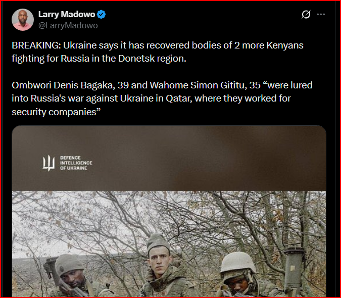 Ukraine Recovers Bodies of Two Kenyans Fighting for Russia; CS Mutua Warns Youths Against Fake Overseas Jobs