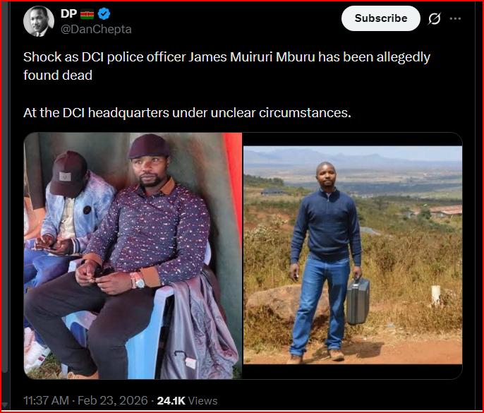 Photos of The DCI Officer Who Was Electrocuted in Kajiado, KPLC Blamed For His Death