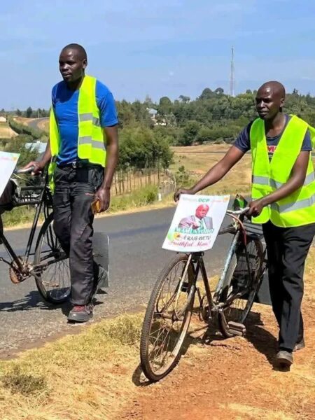 Two Kalenjin Men Cycle over 220 kilometres to Wamunyoro, Fail to Meet Gachagua(Photos) Two Kalenjin Men Cycle over 220 kilometres to Wamunyoro, Fail to Meet Gachagua(Photos)