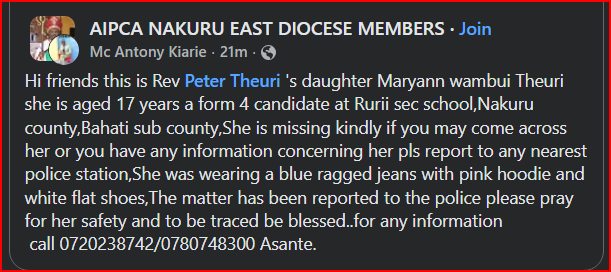 Panic as a Pastor's 17-Year-Old Daughter Disappears Mysteriously(Photos)
