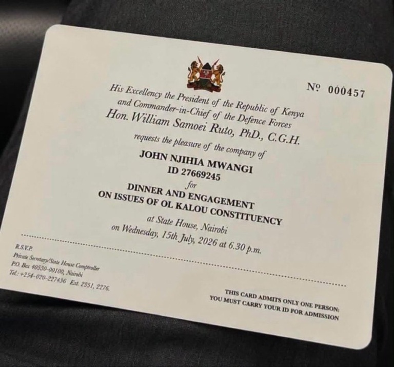 Ruto’s State House Dinner Invitation Stirs Voter Bribery Row Ahead of Ol Kalou By-Election