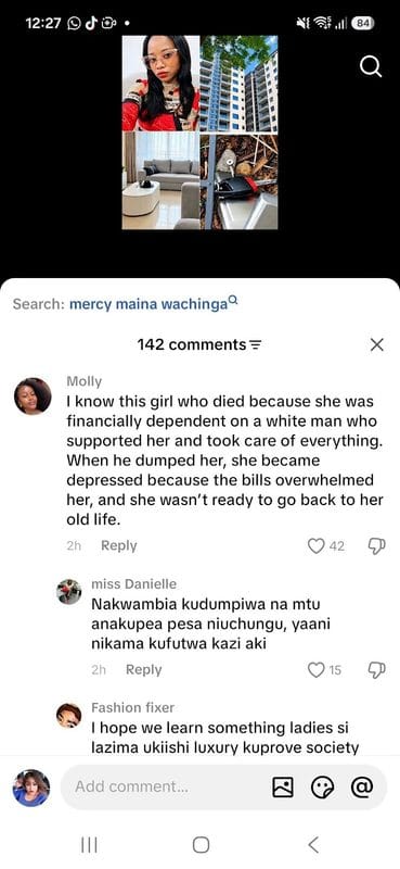 Mercy Maina, The Lady Whose Decomposing Was Found in Lavington Had a Mzungu Sponsor- Fell Into Depression After he Dumped Her