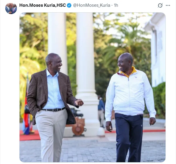Is Gachagua Secretly Meeting Ruto In The United States? Moses Kuria Sends A Cryptic Photo
