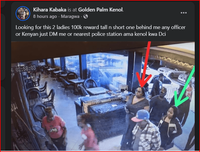 Wealthy Kikuyu Businessman Shares CCTV Images of Two Mchele Ladies Who Drugged Him at a Club- Promises Ksh100K to Anyone Who Will Help Him Trace Them