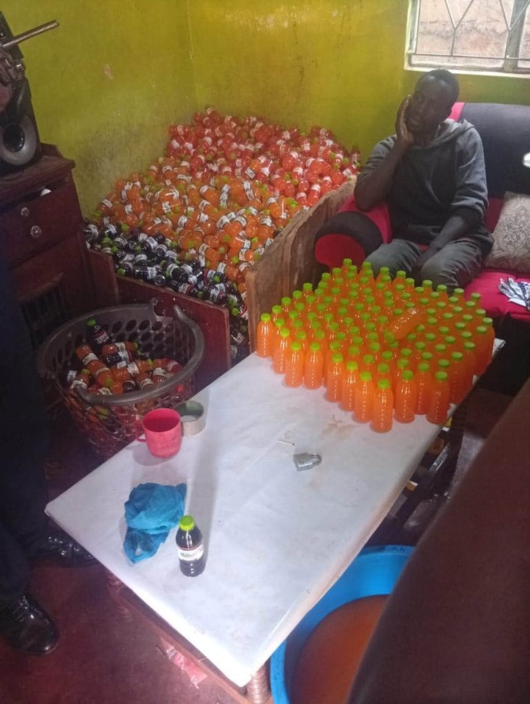 Concern as Detectives Uncover a Fake Juice Factory in Kabete- Kenyans Are Drinking Poison(Photos)