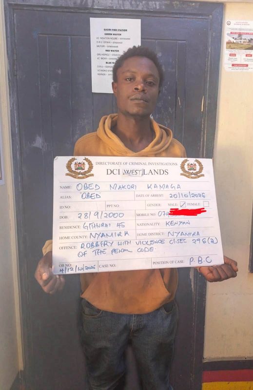 Suspect Captured in Viral Video Robbing a Mzungu in Parklands Arrested After an Intelligence-Led Operation