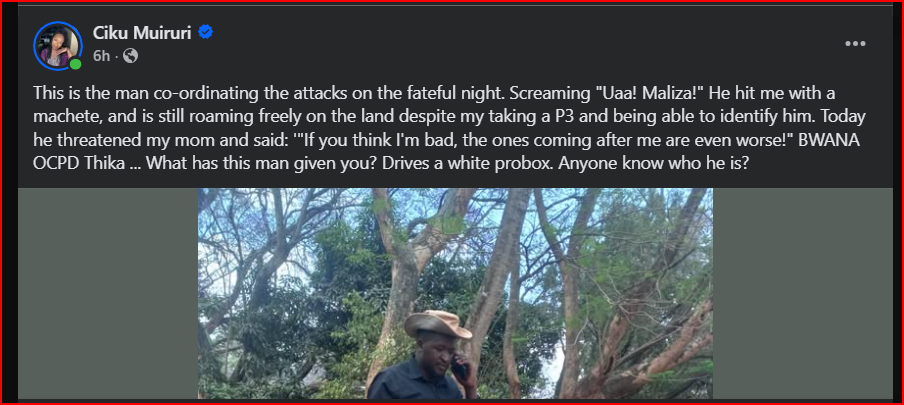Veteran Media Personality Ciru Muiruri Raises an Alarm- Shares Photo of The Man Who Attacked Her With a Machete as Family Faces Forceful Eviction From Prime Property
