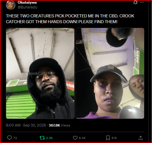 Nairobi CBD Pickpockets Snitch On Themselves After Unlocking a Stolen Phone- Captured by Crook Catcher(Photos)