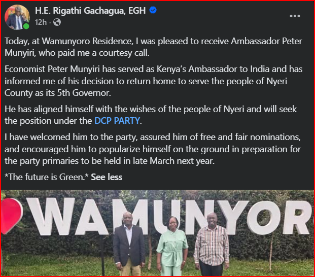 Kenya’s High Commissioner to India, Ambassador Peter Munyiri, Dumps Ruto’s Plum Job And Joins Gachagua’s DCP Party